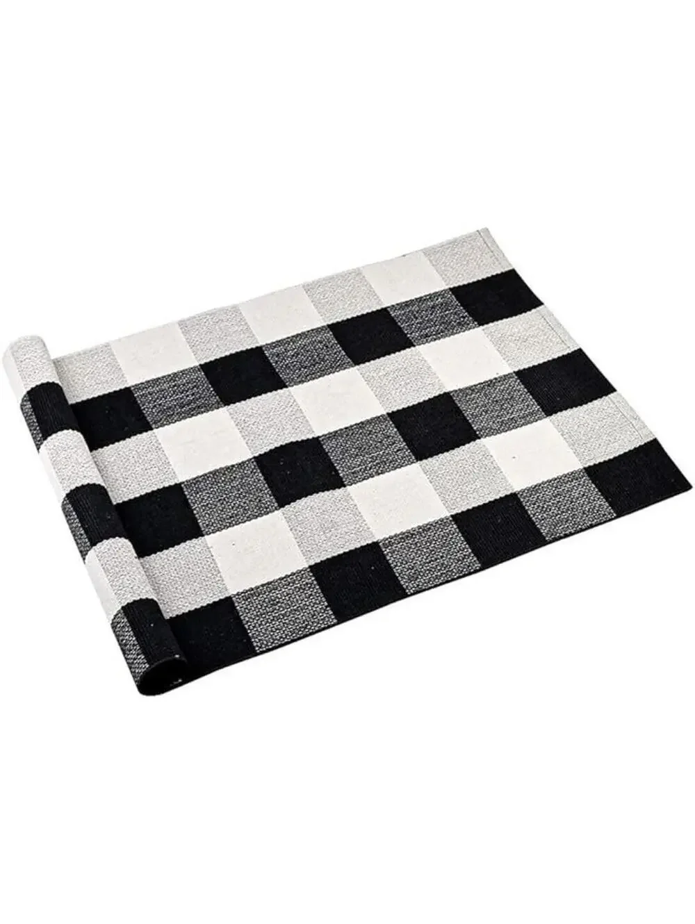 Black & White Checkered Plaid Front Door Outdoor Mat Carpet, Brand New